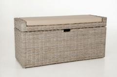 Sedací lavice s úložným prostorem COMBO, ratan, šířka 105 cm, odstín White Wash